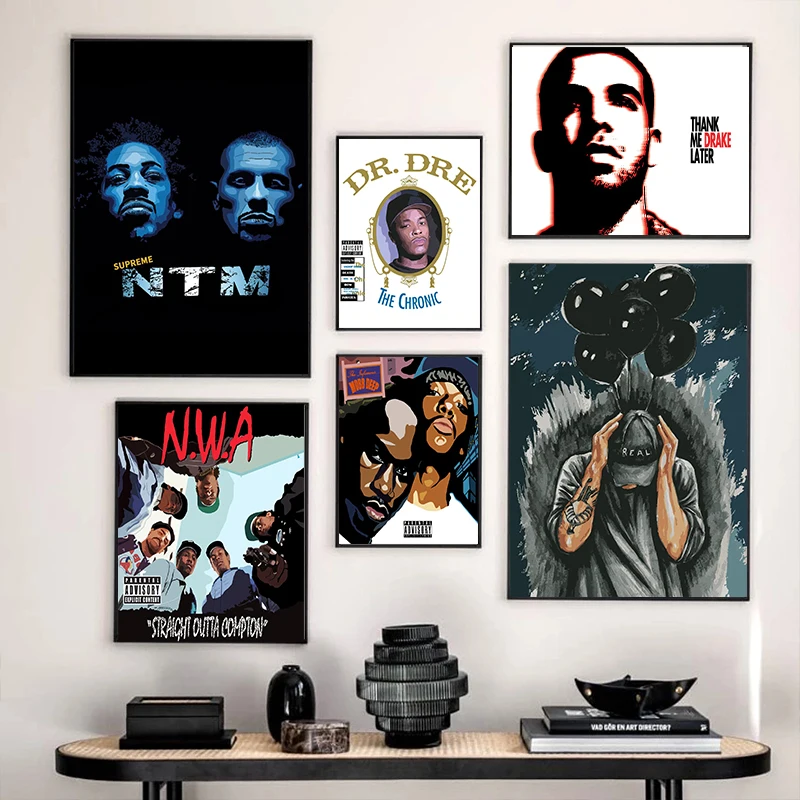 Nas Illmatic Nwa Soc The Infatic Booba Ouest Side Album Popolari Copre Poster Wall Art Canvas Painting Living Room Decor