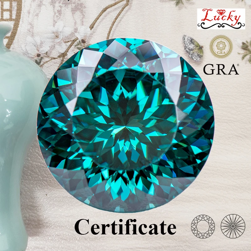 

Moissanite Round Shape VVS1 Emerald Green Natural Color 100 Faces Cut Bead for Charms DIY Jewelry Making with GRA Certificate