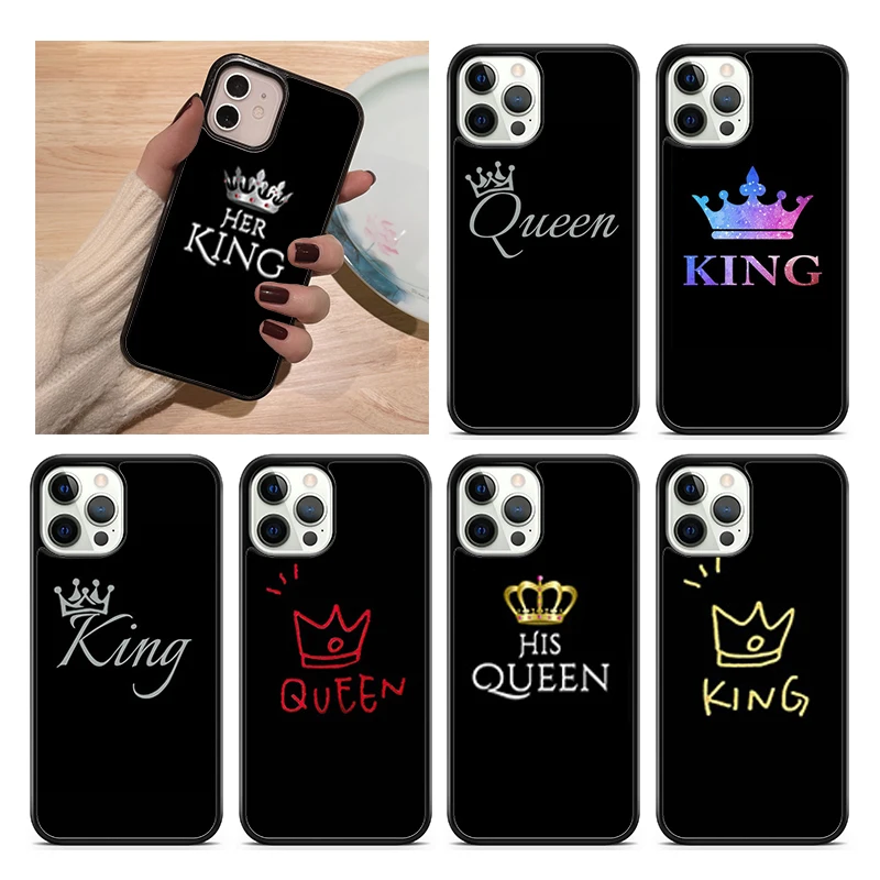 Romantic King Queen Couple Phone Case Cover For Iphone 14 Se 2020 Xr Xs