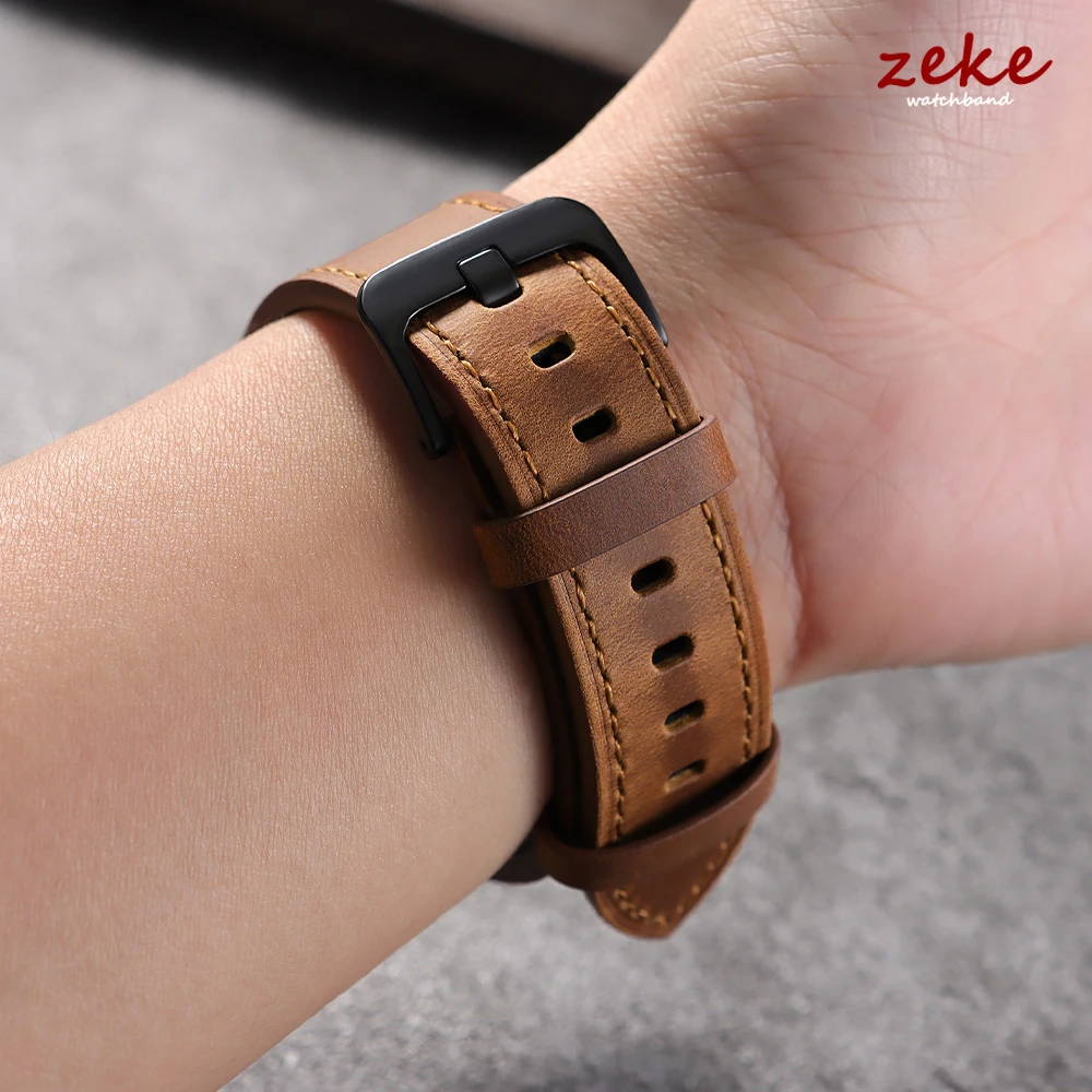 Premium Calfskin Leather Watch Strap - Dark Brown, Black, Blue