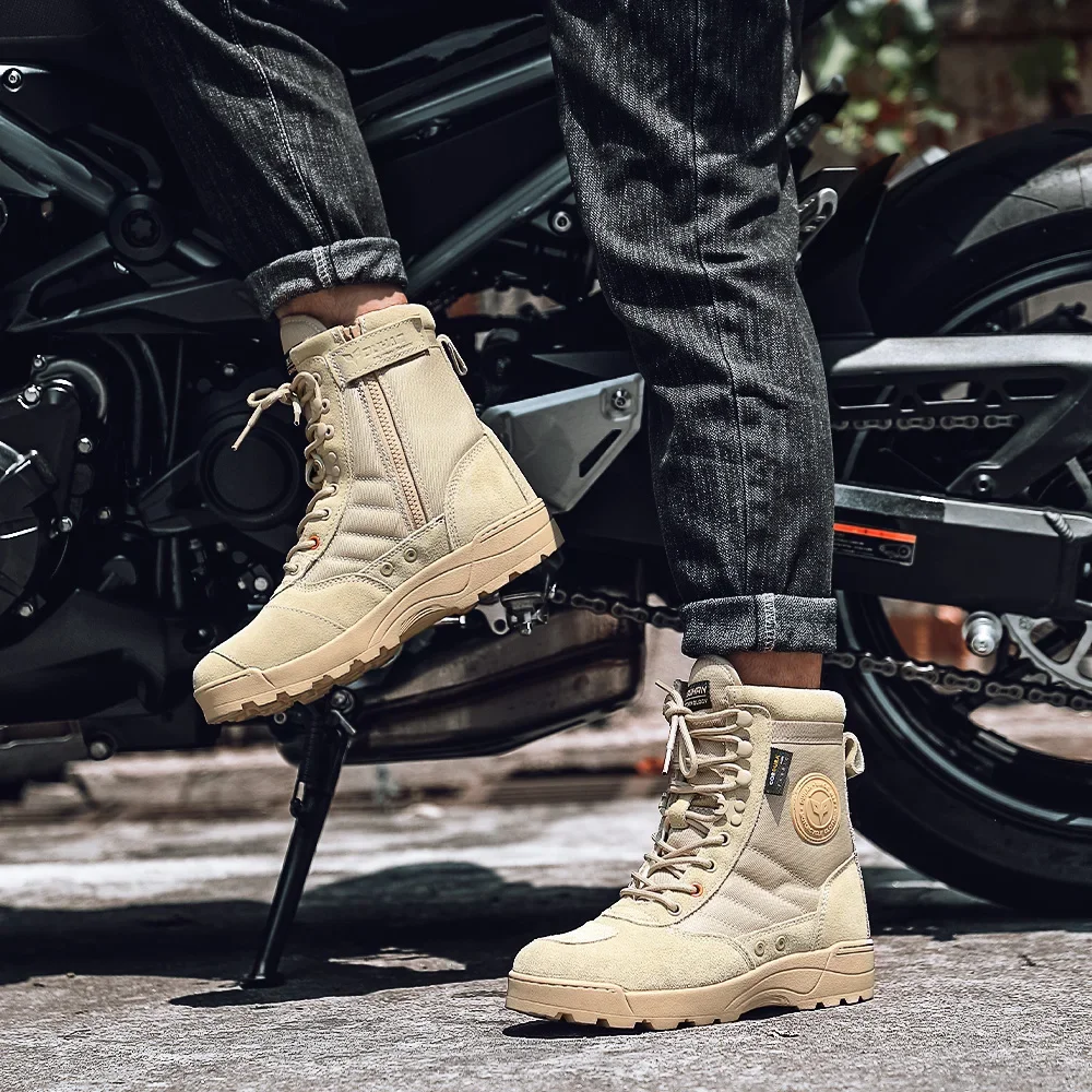 Motorcycle Riding Men Boots Motorcyclist Off-road Tactical Motocross Winter Shoes Outdoor Touring Martin Shoe Non-slip Equipment motorcycle shoes mens shoes motorcycle rain boots motorcycle boots