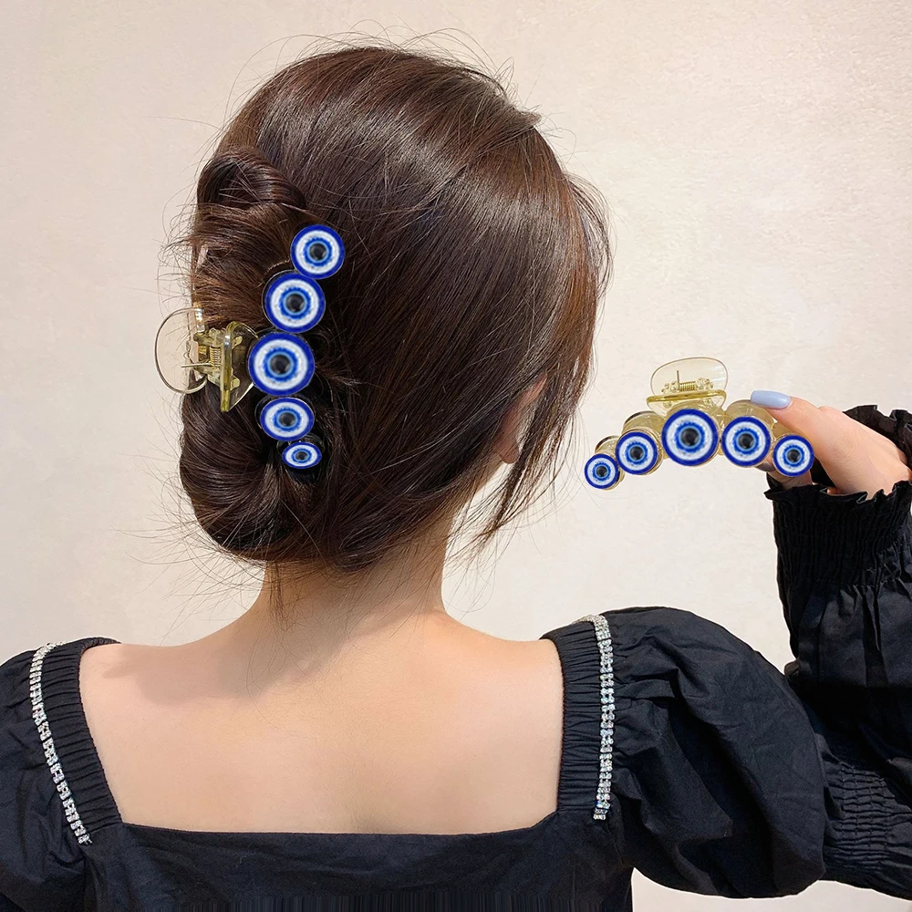 

Trendy Evil Eye Hair Claw Clip Non-Slip Plastic Shark Claws for Women Luky Protection Hairpin Daily Styling Hair Accessories