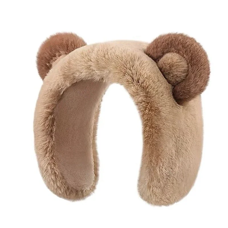 

Winter Cartoon Plush Bear Warm Earmuffs For Womens Girls Cold-proof Ear Protector Cover Windproof Earflap Make Up Hairband