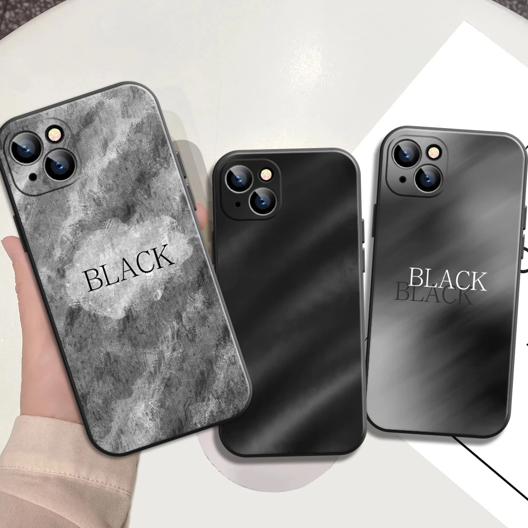 Niche Texture series Phone Case for iPhone 13 11 Pro 12 Mini MAX X XR XS 8 7 Plus SE 2020 5 6s Liquid Silicone Black Cover Coque case iphone 13 pro max