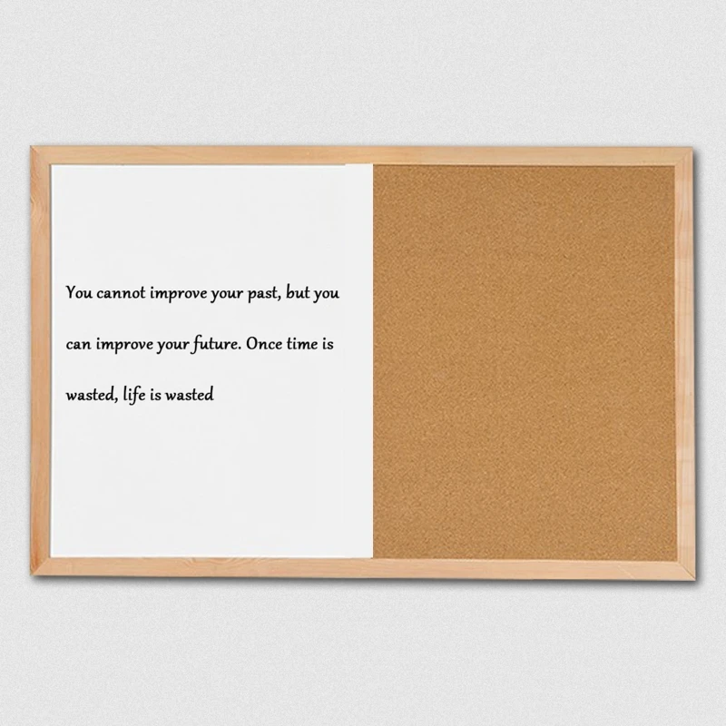 Message Cork Board Wood Frame Whiteboard Drawing Combination Magnetic Boards N0HC
