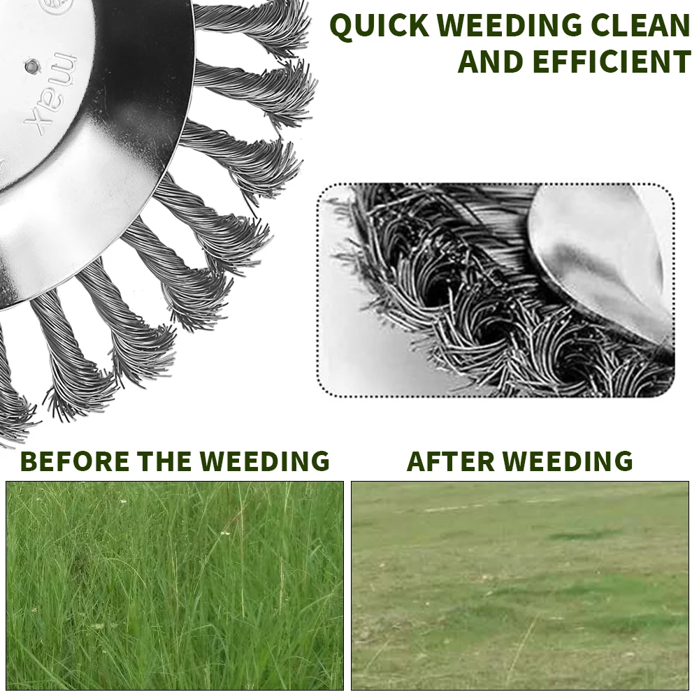 6/8 Inch Grass Trimmer Head Derusting Weeding Wheel with Fixing Kit Rusting Dust Removal Plate Garden Power Tool for Lawn Mover 4