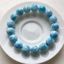 

Natural Blue Larimar Round Beads Bracelet 11.8mm Women Men Powerful Stretch Beads Gemstone Larimar Bracelet Jewelry AAAAAA