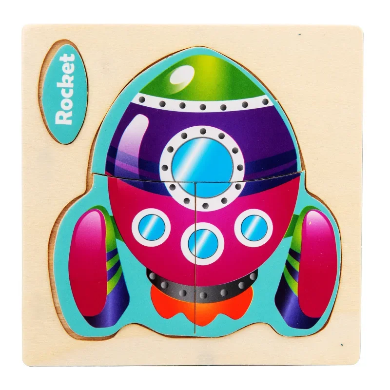 3D Wooden Cartoon Animal Puzzle - Educational Jigsaw Toy