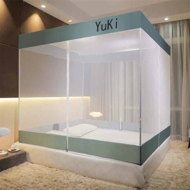 

Super large space bed fully enclosed with bottom 3-door square top mosquito net 1.8 1.5m bedroom children anti-fall mosquito net