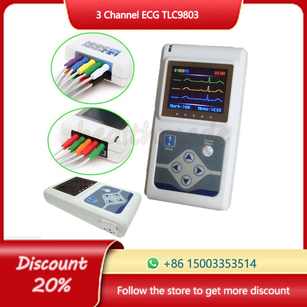 CONTEC ECG Holter Dynamic ECG Monitor System 24 hours Recorder TLC9803Complimentary