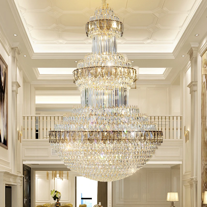 

Modern Luxury Hotel Lobby Banquet Hall Crystal Chandelier Villa Duplex Living Room Staircase Pendant Light