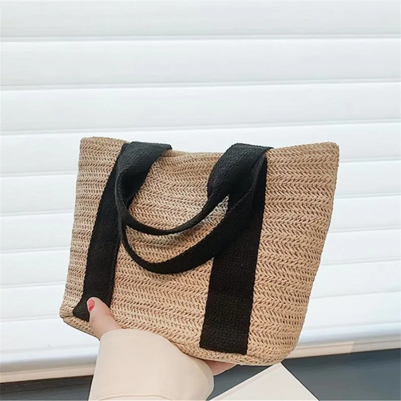 Chic Straw Woven Beach Tote Bag for Women Lightweight Woven Handbag Shoulder Bag, Perfect for Summer Vacations Pool Days, Travel