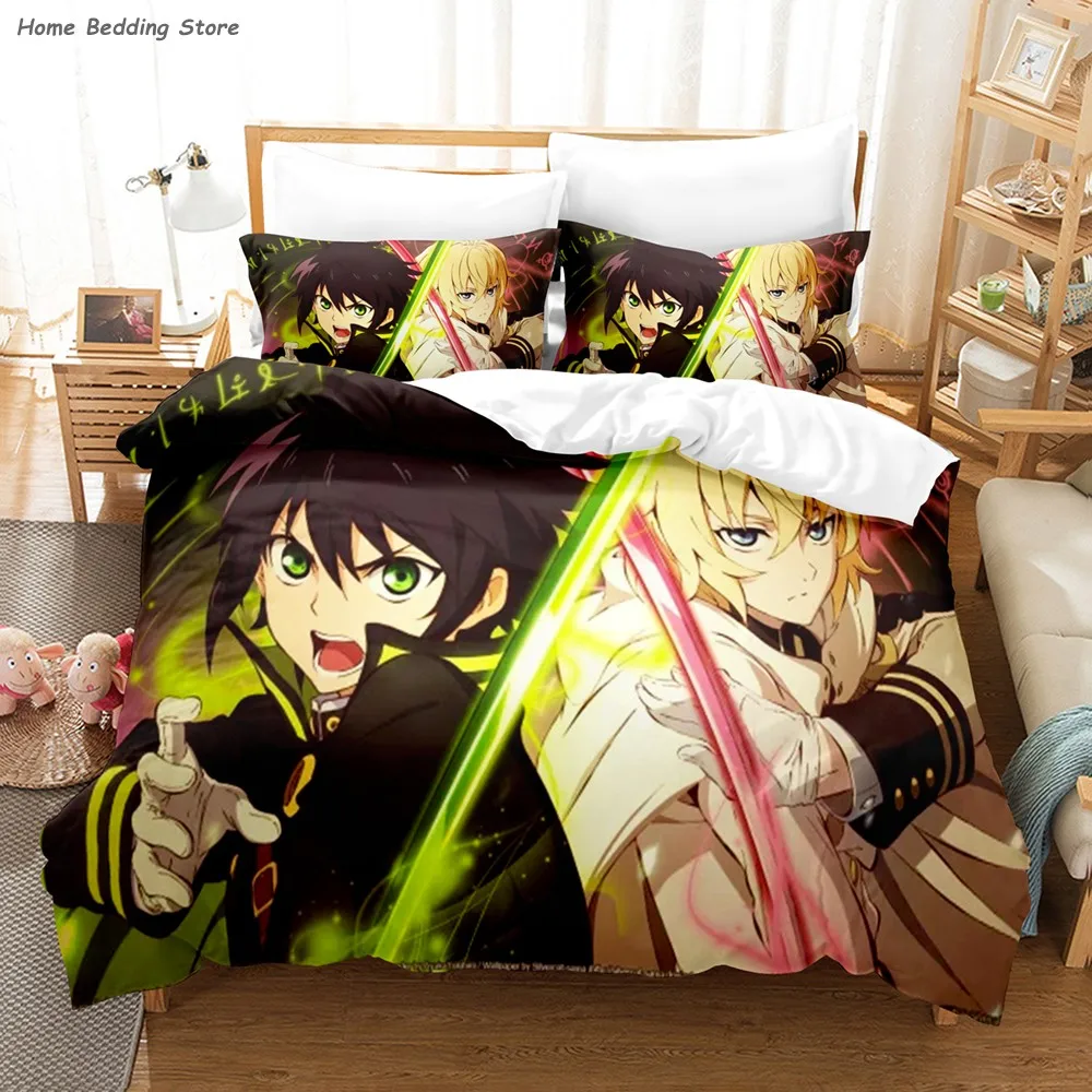 

New Seraph Of The End Bedding Set Teens Cartoon Bed Linen 200x200 Kids Boy Twin Single Queen King Full Size Duvet Cover Set Gift