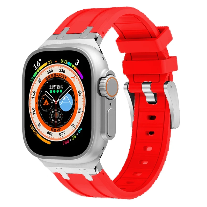 Titanium Metal Head Silicone Band with Rubber Strap