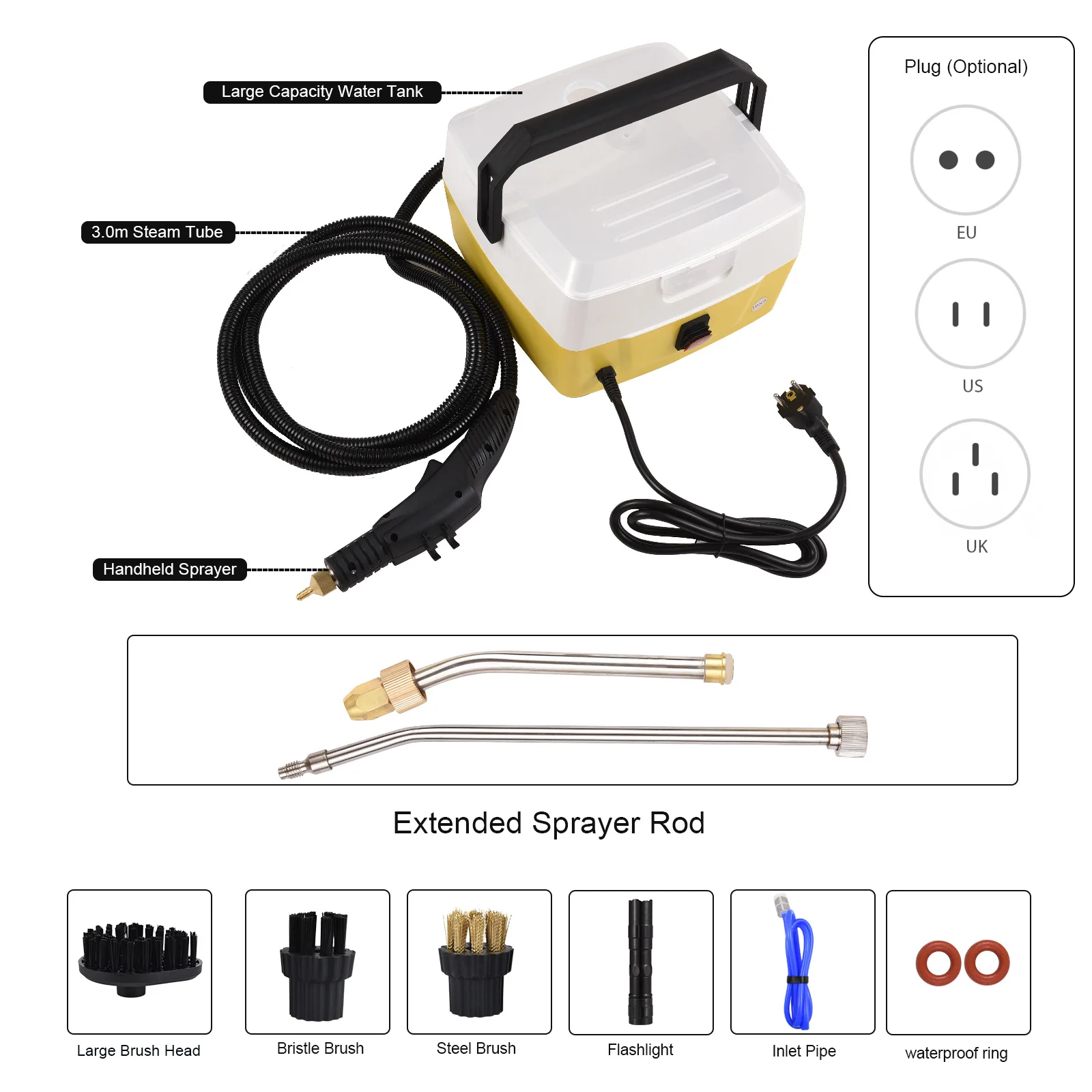 1800W Handheld Steam Cleaner for Home 4L 5 Bar Cleaning Machine High Pressure Steamer with Voice Prompt Air Conditioner Washer 6