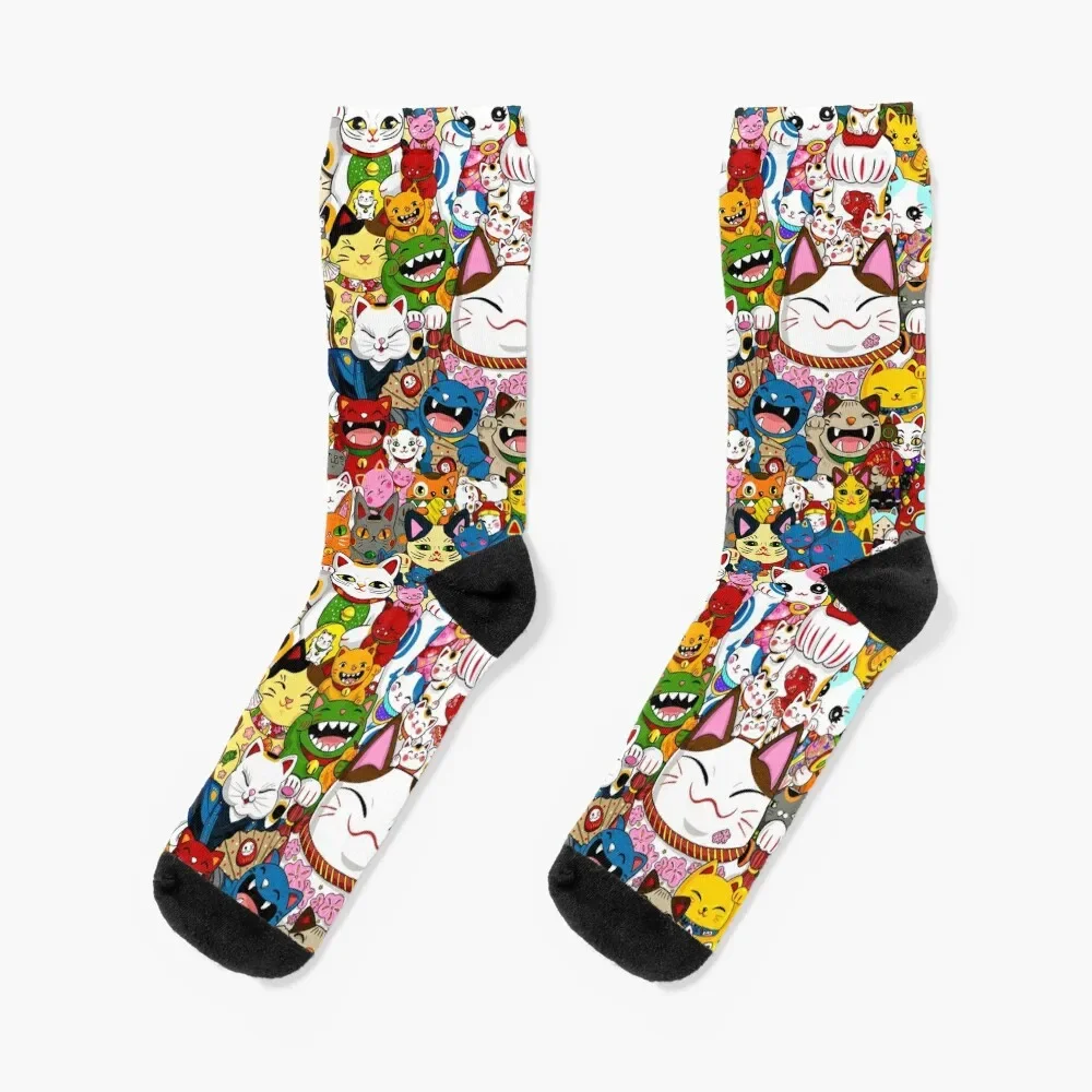 Maneki Neko (Lucky Cat) Collection Socks funny sock snow essential anime Socks For Girls Men's