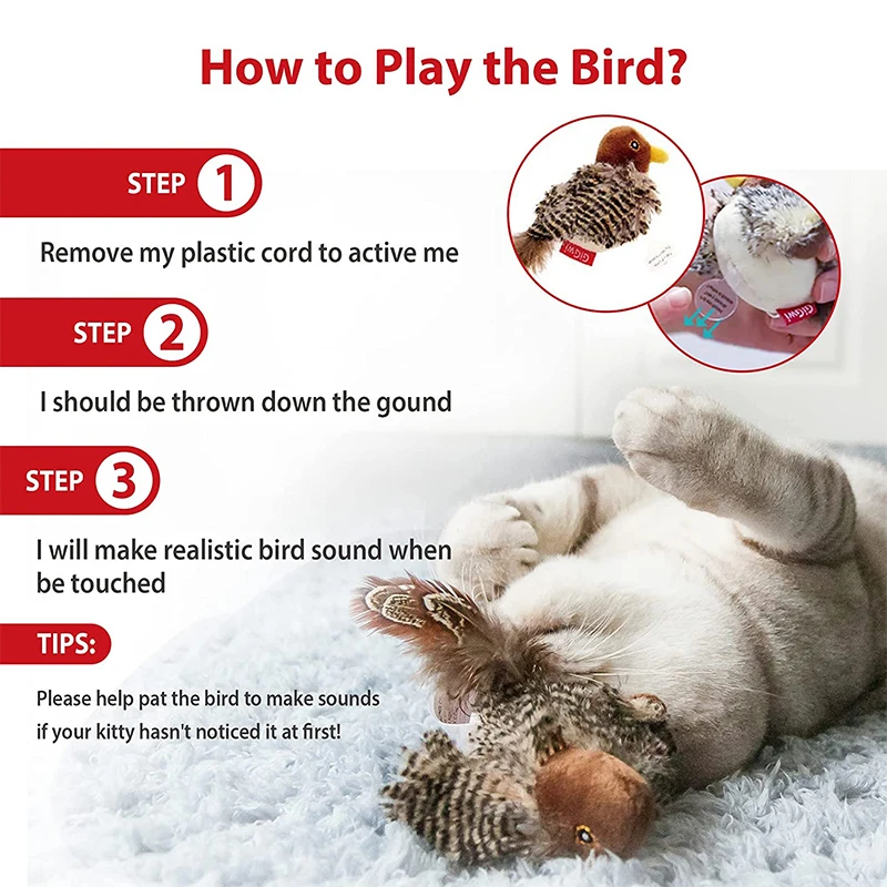 GiGwi Cat Toys MELODY Chaser Simulate The Real Sounds Of Animals Native Feather Simulation Design Interactive Toys For Pet Toy