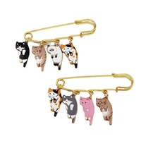 Kids Creative Cat Enamel Pins Cute Cat Breast Pins Black and White Orange Grey Pink Cat Breast Pins Lapel Badge Animal Jewelry 5