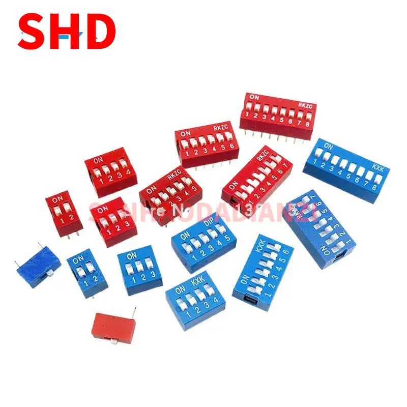 10 Pz Rosso, Interruttore A Levetta Spaziatura 2.54Mm Dip Dial The Code Switch 1 2 3 4 5 6 7 8 9 10 12 Pin Interruttore Rapido