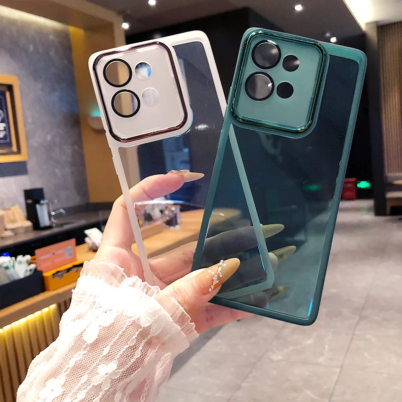 Luxury Transparent Silicone Clear Phone Case with Lens Film Protection