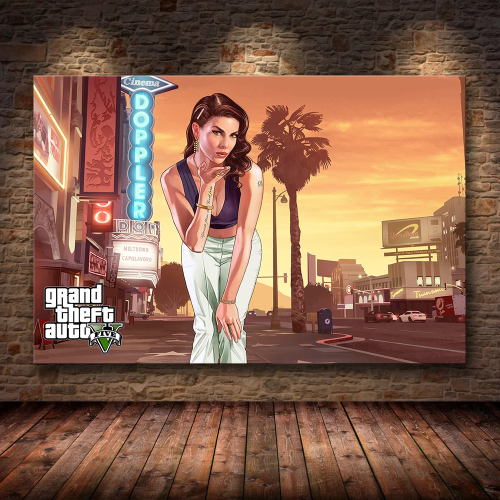 Grand Theft Auto V Game Poster GTA 5 Canvas Art Print Painting Wall  Pictures For Room Home Decoration Wall Decor No Frame