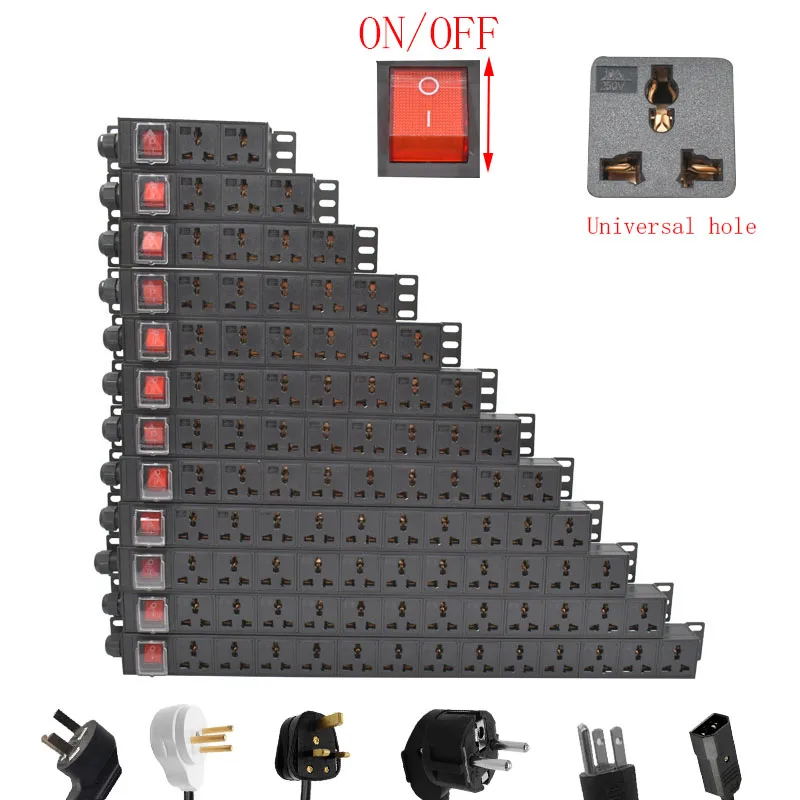 

PDU power strip Distribution Network Cabinet Rack 2-11Unit Universal output Electrical Socket AU/EU/US/UK/Thailand/Israel PLUG