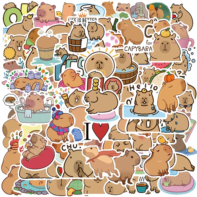 50/100pcs Funny Cute Cartoon Animal Capybara Stickers For Laptop Water  Bottle Luggage Skateboard Waterproof Graffiti Decals - AliExpress