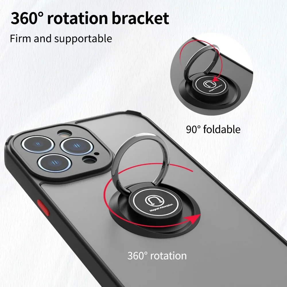 Luxury Camera Lens Protection Case with Ring Stand Holder and Matte Finish