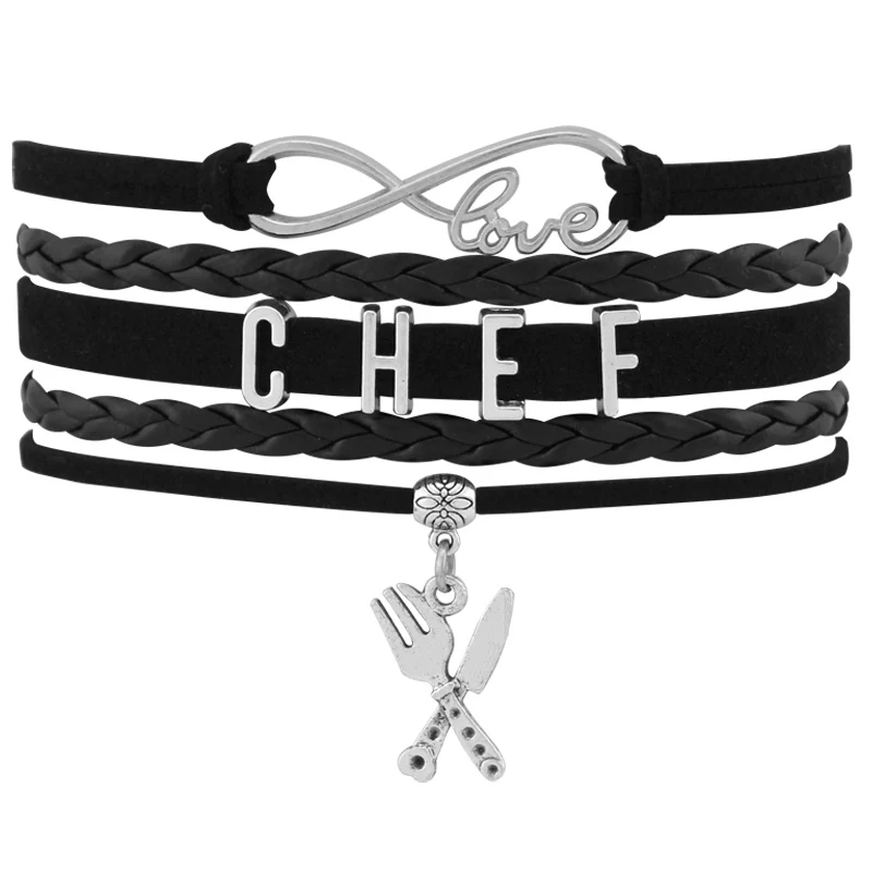 Chef Cook Fork Charm Bracciali Knitting Coffee Addict Hair Stylist Fashion Jewelry Donna Uomo Unisex Gift Drop Shipping