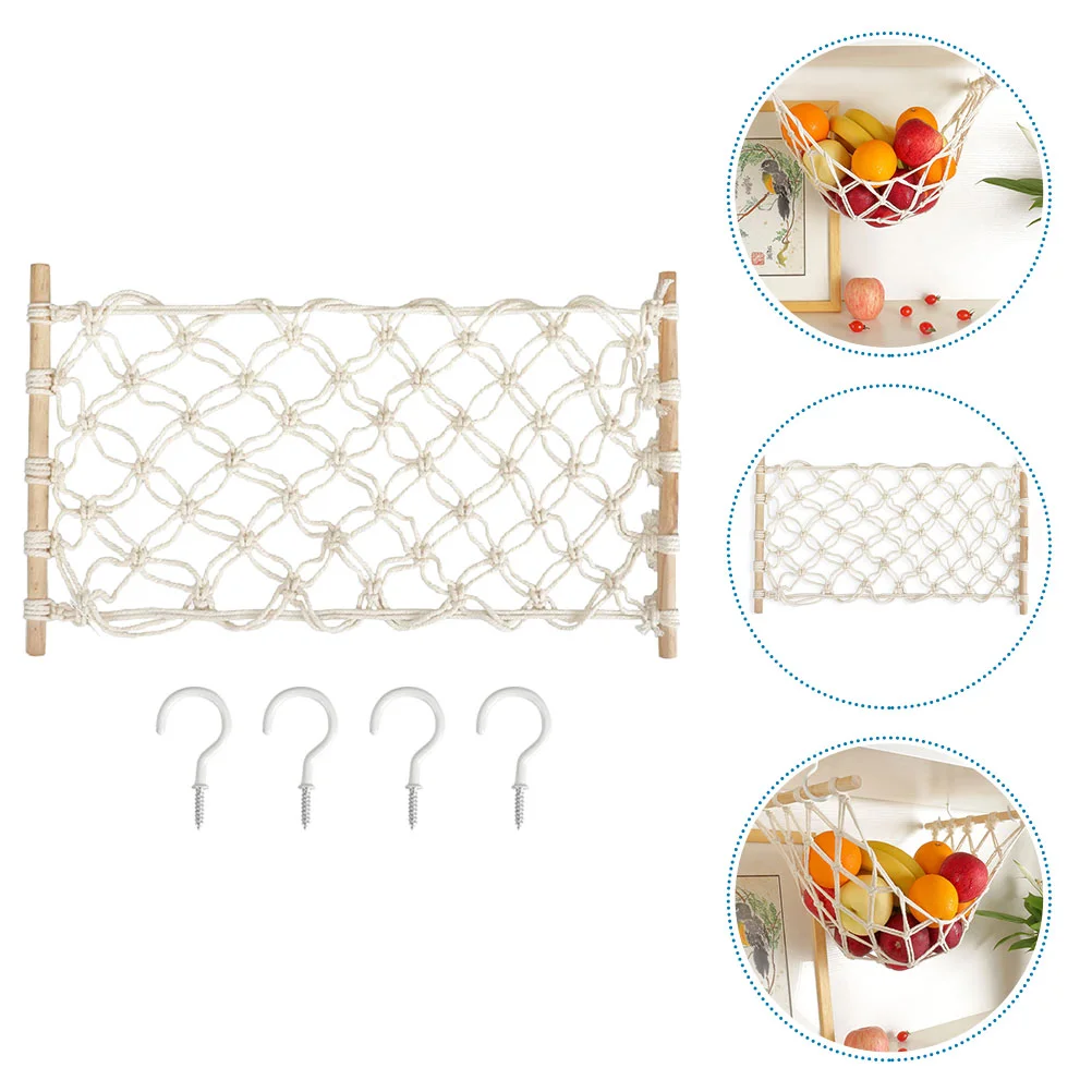 

1 Set of Boho Decor Vegetable Net Bag Woven Hammock Kitchen Storage Bag Hanging Organizer