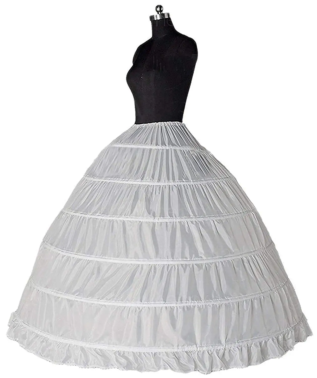 White/Black 6 Hoop Wedding Dress Bridal Ball Gown Crinoline Petticoat Skirt  Slip - Lero