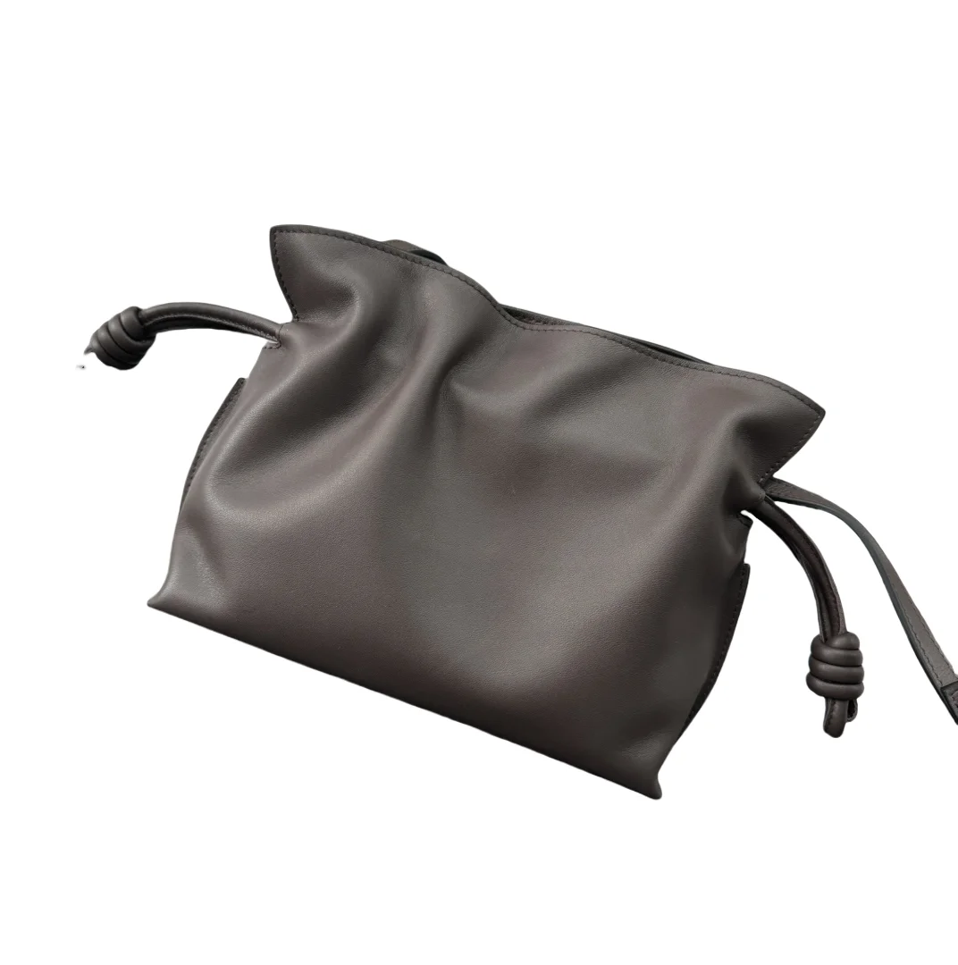 Brand Luxury Drawstring Long Shoulder Bag Crossbody Pleated Design Cowhide Lucky Bag Female Fashion Clutch Bucket Roomy Bags