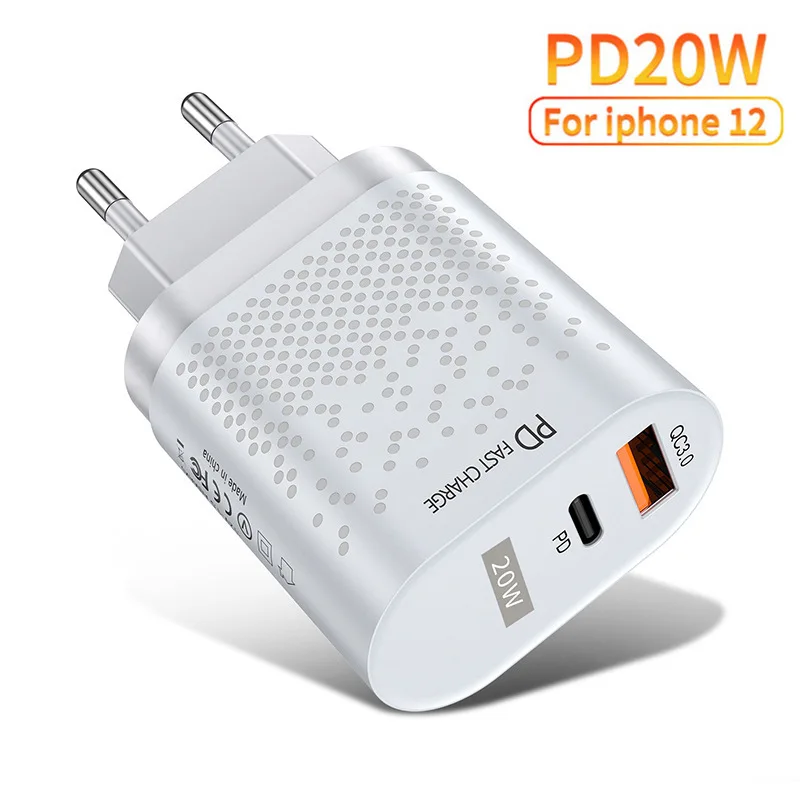 Pd20w Charger European Standard 20W Dual Port Fast Charging Head Qc3.0
