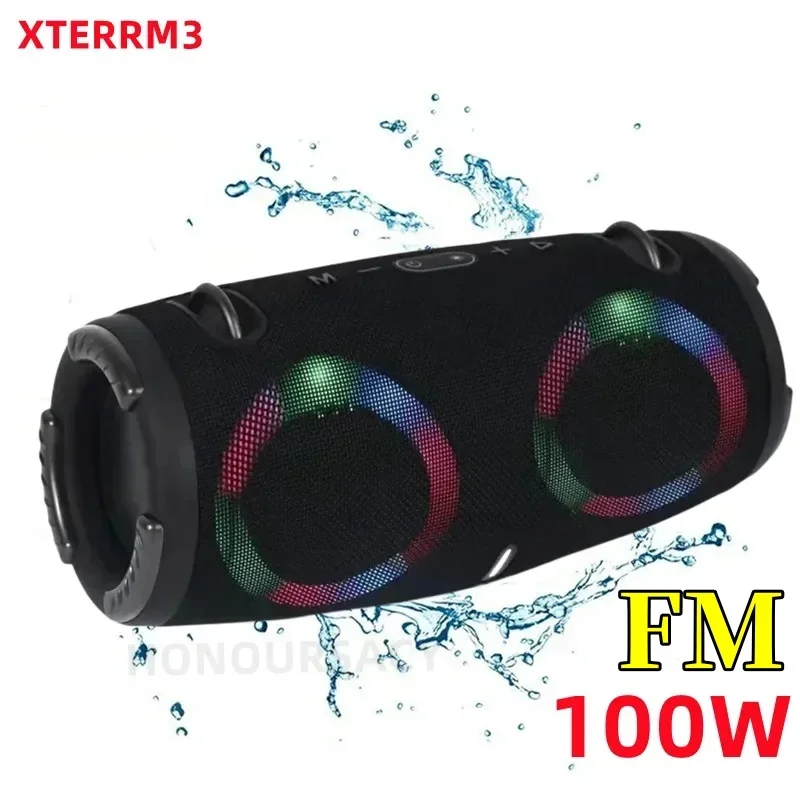 

100W High Power Outdoor Portable Bluetooth Speaker Subwoofer 3D Stereo Surround Sound Column System RGB Light Boombox Audience