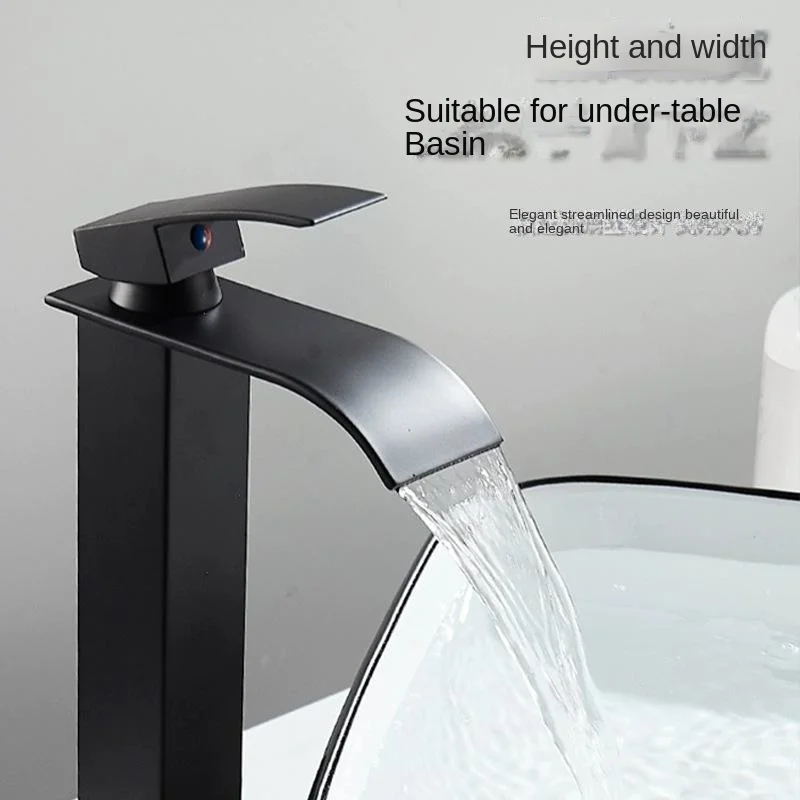 

Face Basin Waterfall Faucet, Wide Mouth, Stainless Steel Square Elbow, Cold And Hot Water Table, Basin Faucet