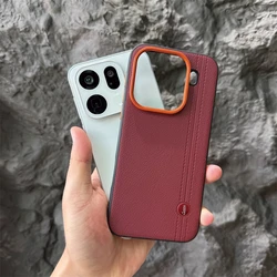 Luxury Business Leather Matte Bumper Case with Metal Lens and Shockproof Protection - OPPO Find X8s+ (SX JJ Red)