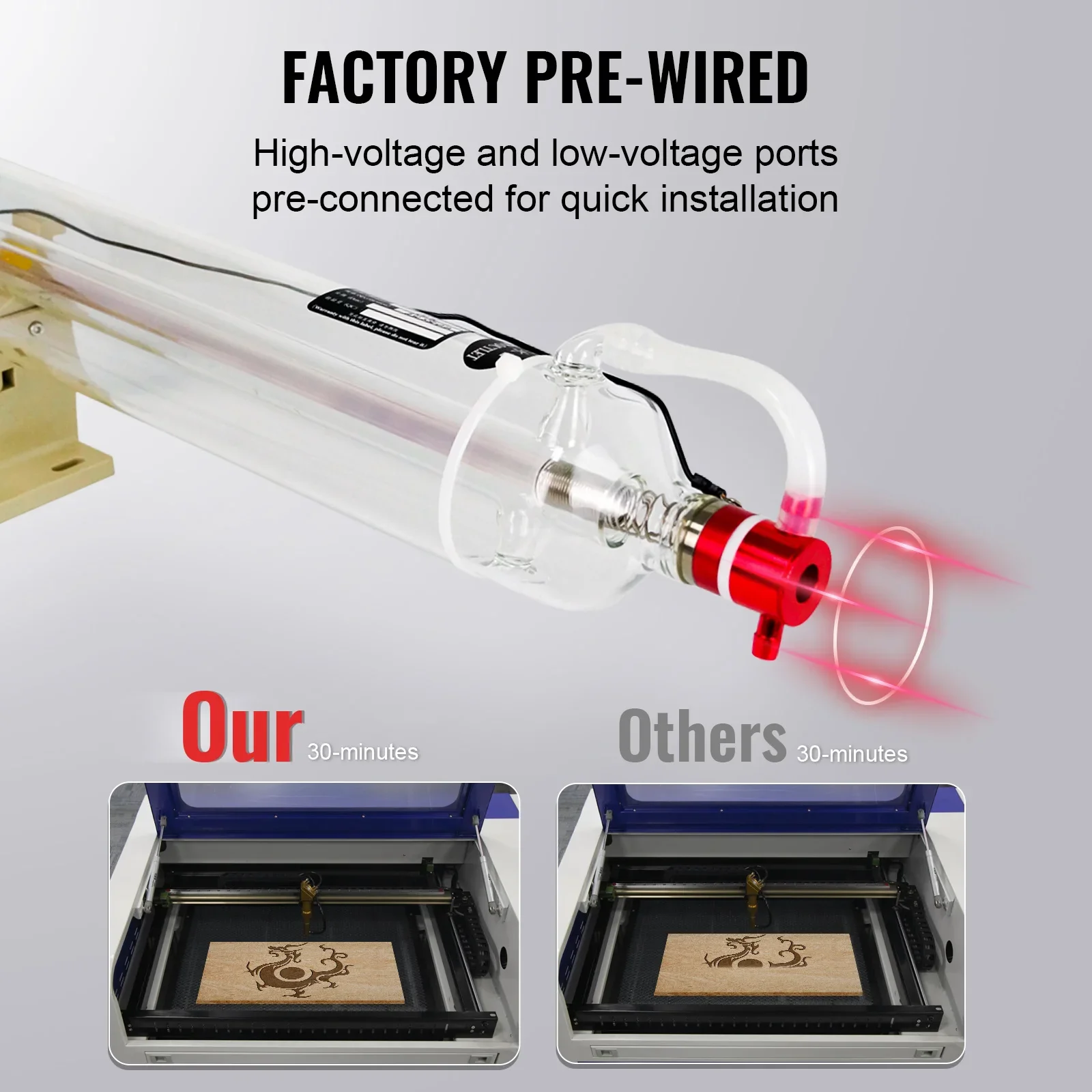SIHAO – Tube Laser CO2 100W 130W 150W, puissant, 700mm à 1830mm de longueur, verre 80mm de diamètre pour Machine de découpe et graveur
