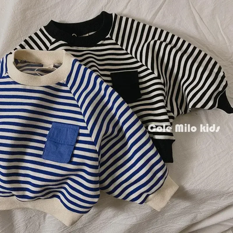 Spring Autumn Stripe Long Sleeves Sweatshirt For Kids Boys Girls