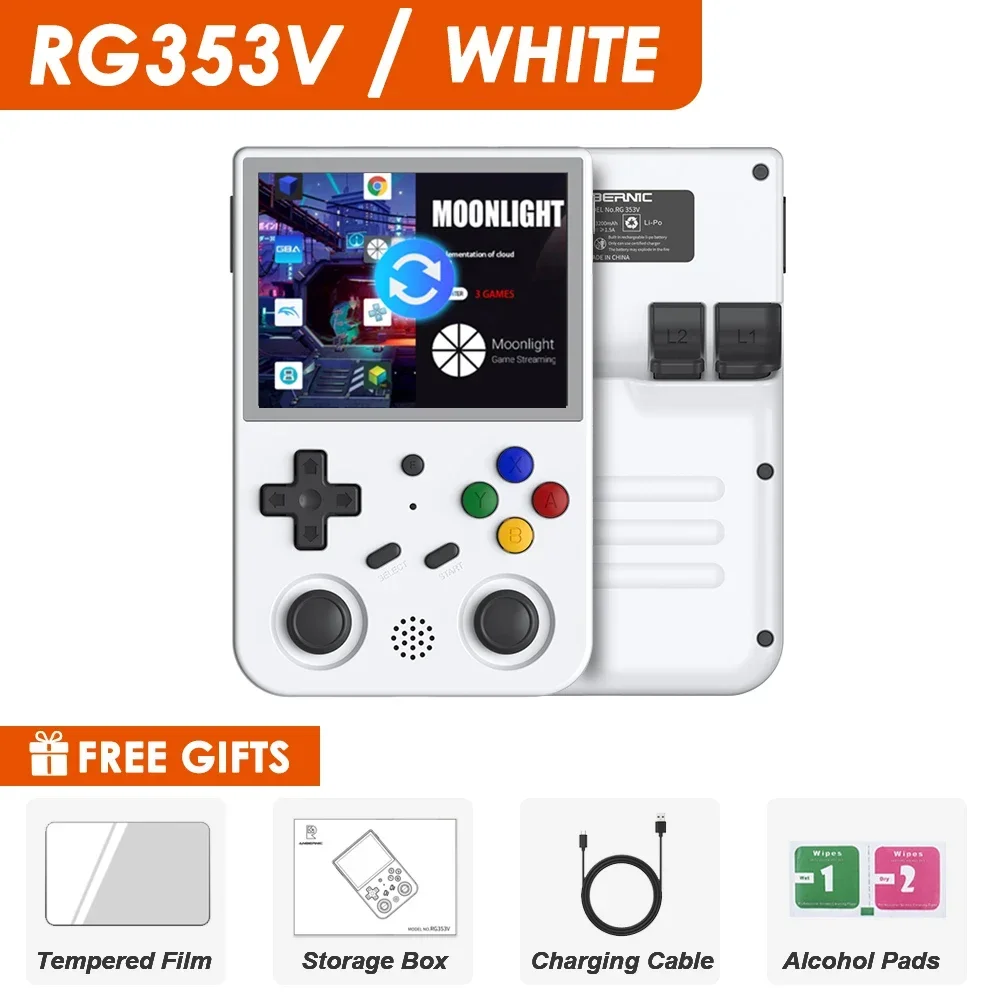 Consola de videojuegos portátil de doble sistema RG353V RG353VS con pantalla táctil de 64/128/256 GB y Android 11 y LINUX