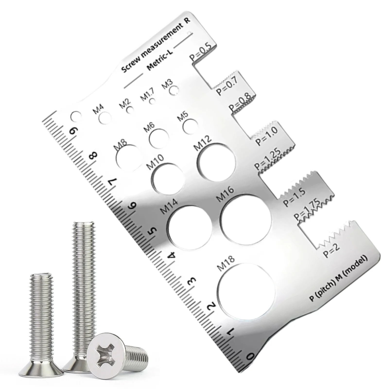 410 Stainless Steel Screw Measuring Ruler Precise Tooth Pitch Measurement Diameter Pitch Bolt Calipers Thread Gauge Ruler