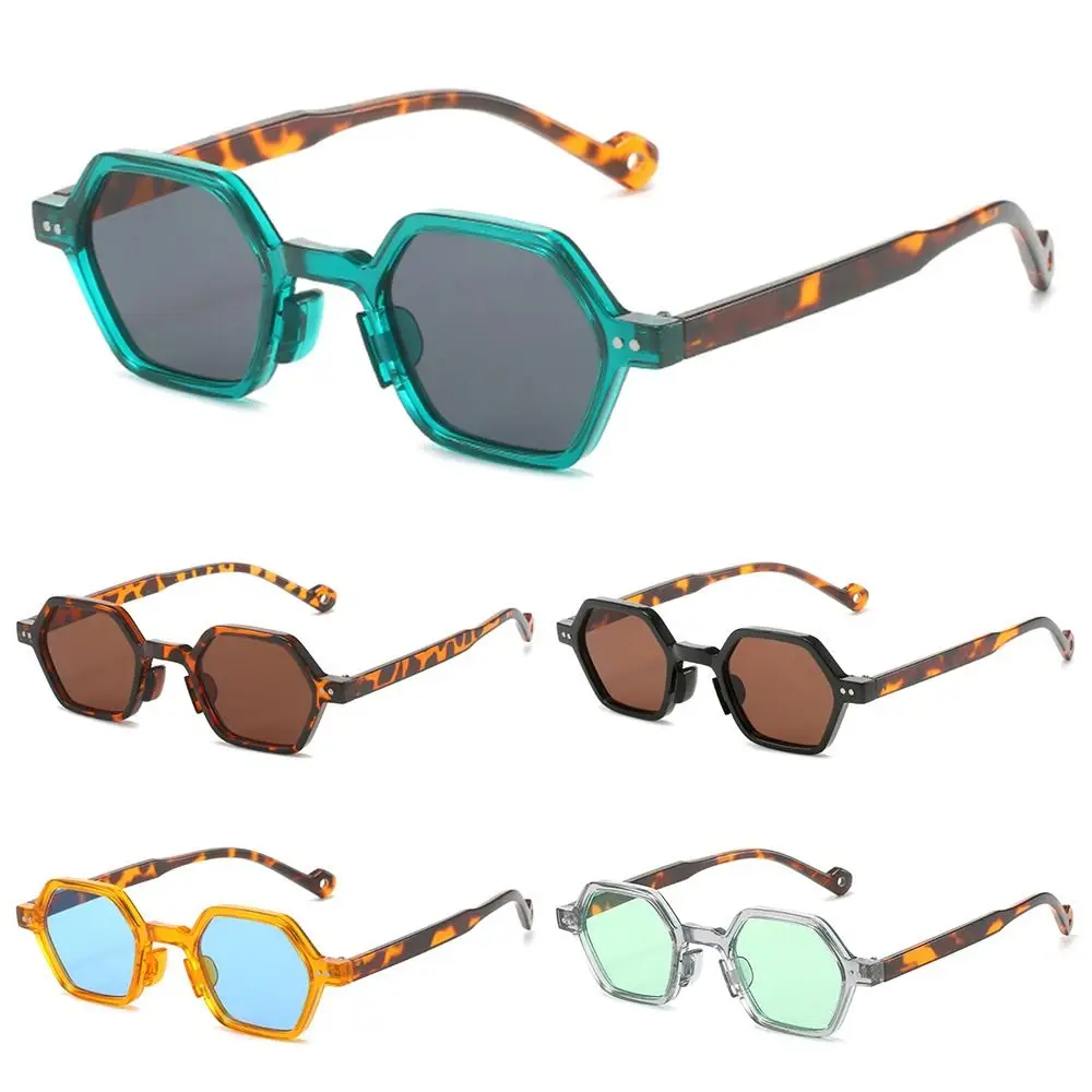 

Square Polygon Square Sunglasses Retro UV400 Clear Ocean Lens Hexagon Shades Rivets Sun Glasses for Women & Men