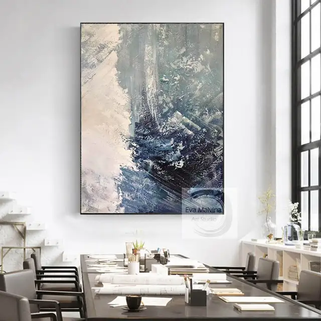 Abstract Oil Painting On Canvas Modern Handmade Oil Painting Hand Painted Large Wall Art For Home Decor Blue Painting Wall Decor