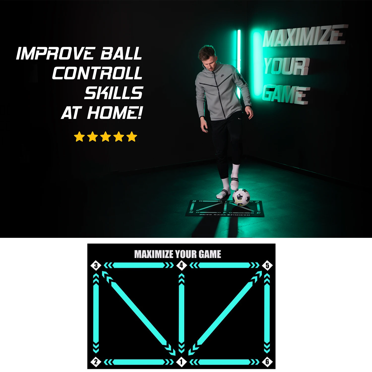 헤비 듀티 가구 이동기 세트, 운반 리프터, 무거운 물건 이동 휠 롤러 바, 수공구, 5/13 개 9 사일런트 미끄럼 방지 축구 풋스텝 훈련 매트, 접이식 축구 드리블 운동 매트, 어린이 성인 훈련 페이스 볼 핸들러