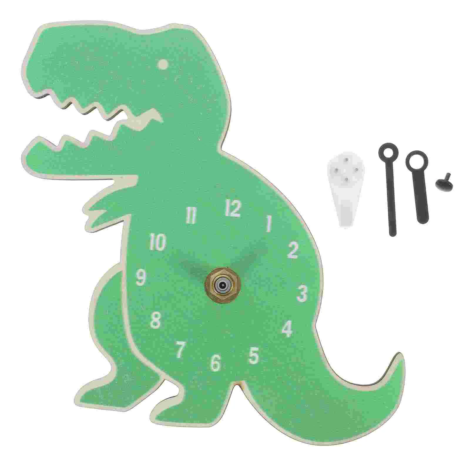 Mini Silent Green Dinosaur Clock Wall Hanging Clock Kids Room Decor Household Office Bedroom Cartoon Wall