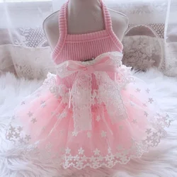 Robe de princesse Tutu en dentelle pour chien et chat, motifs floraux, jupe pour chiot, vêtements de printemps/été, 5 tailles, 6 couleurs 