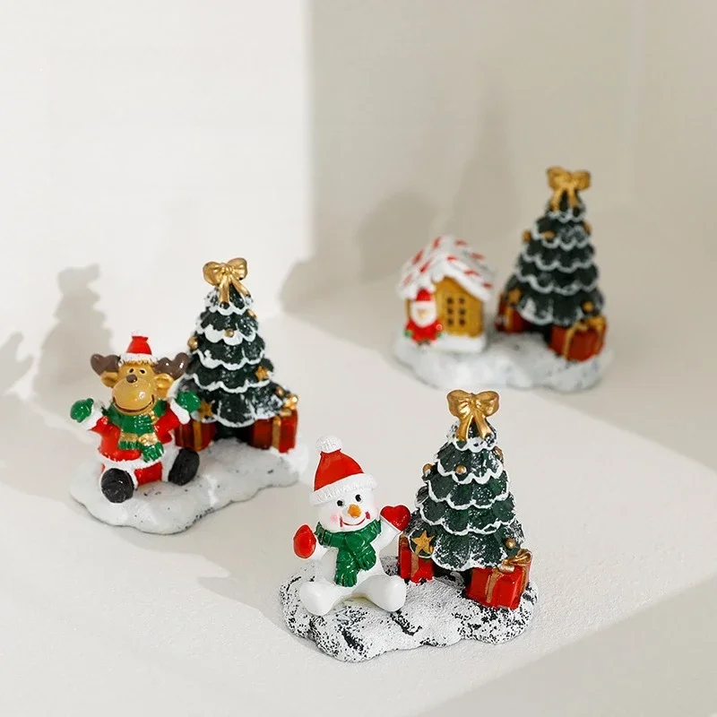Christmas Tree Resin Figurine Home Office Desktop Adorable Ornaments Fireplace Collectibles Cabinet Xmas Tree Sculpture Decor