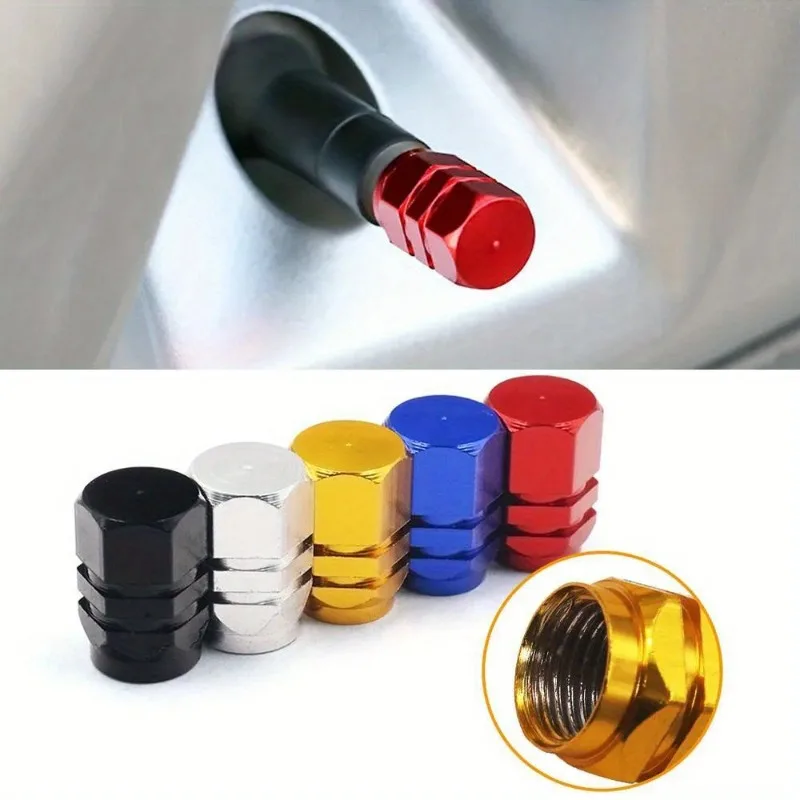 Premium Theftproof Aluminum Tire Valve Caps Set - 4 Pieces