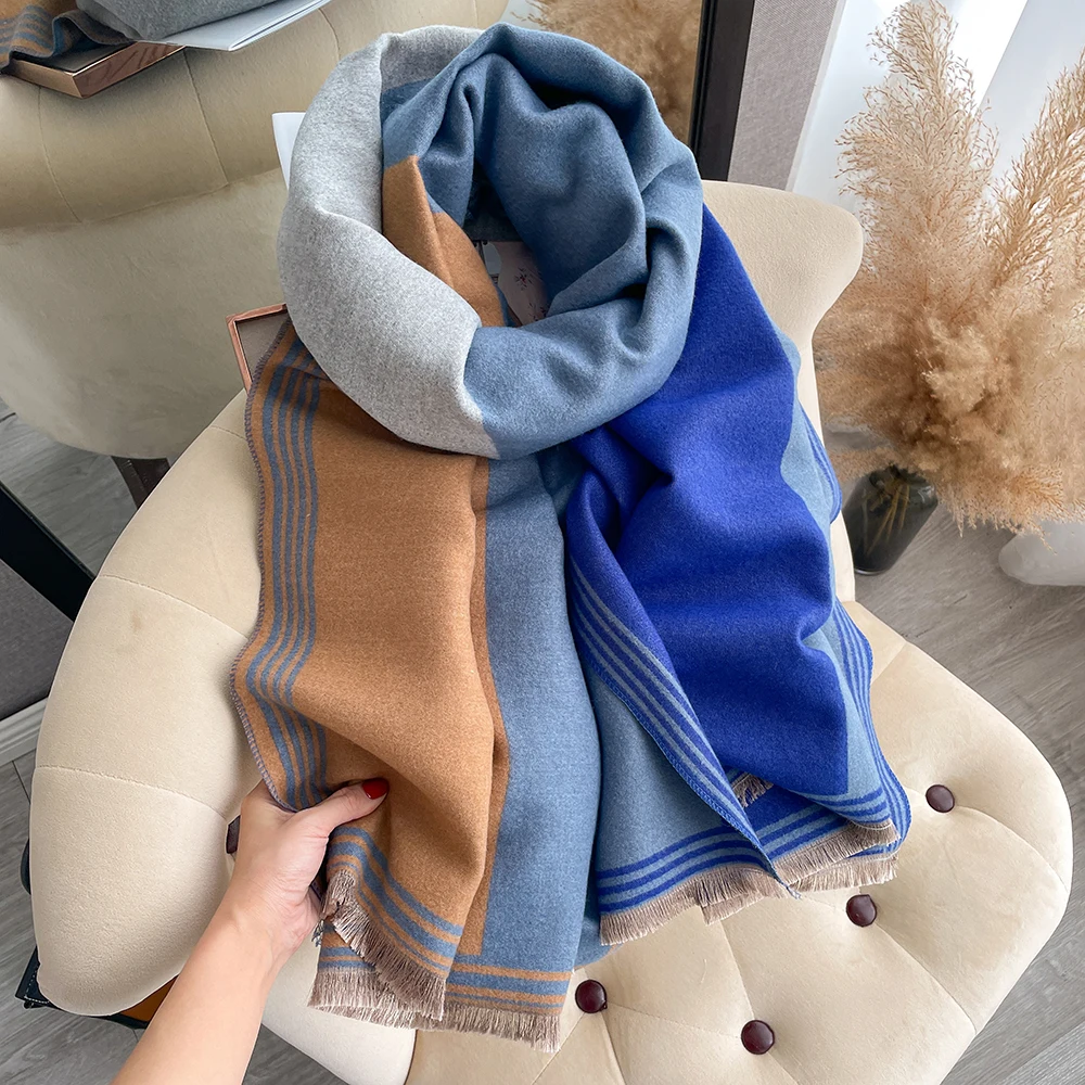 Neue Luxus Winter Schal Frauen Kaschmir Warme Pashmina Marke Foulard Weibliche Schals Wraps Dicke Weiche Bufanda Poncho Schals Hijab – Detail 15