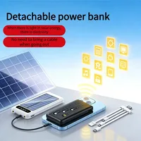 Solar Power Bank 20000mAh Fast Charging Dual USB 4 Cables LED Display Portable Charger Compatible with iPhone Android All Device