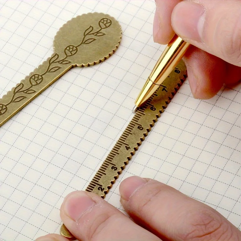 빈티지 미니멀리스트 앤틱 황동 자, 개학, 학용품, 귀여운 문구류, 학교용 색상, 문구류